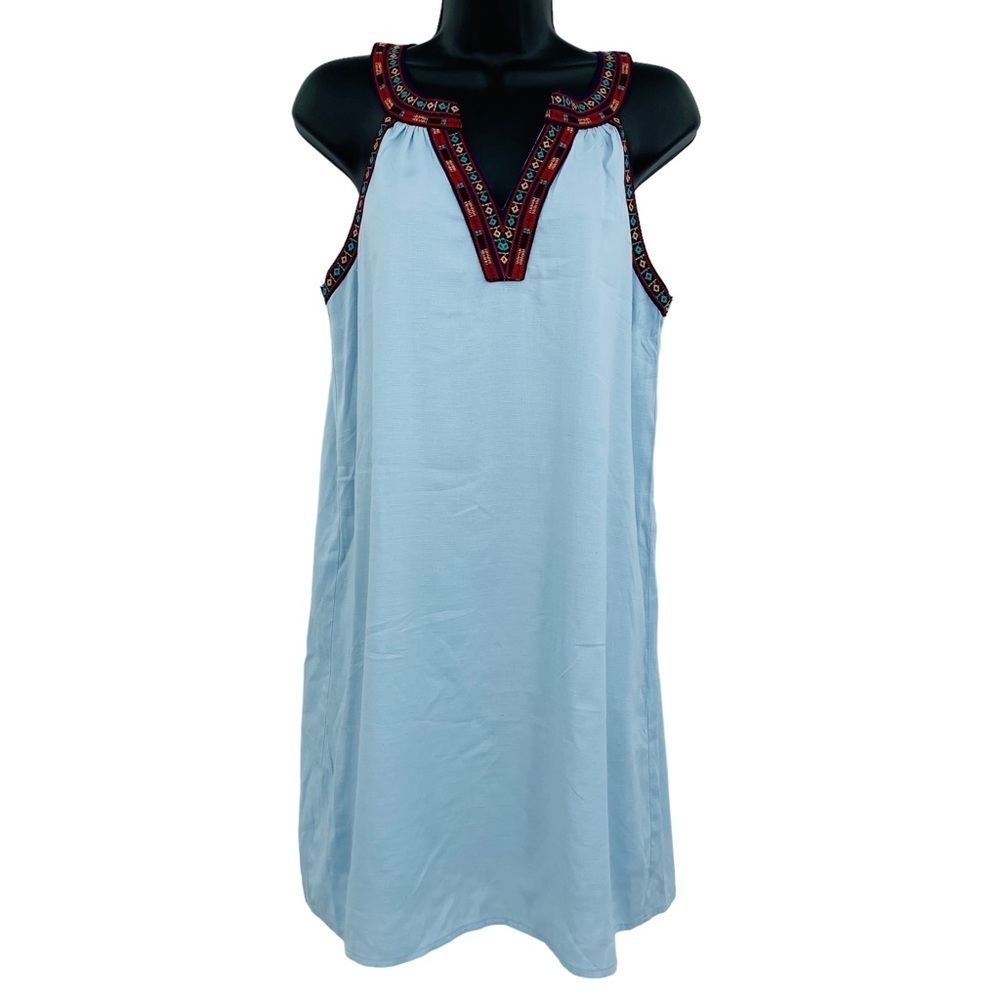 THML embroidered chambray tunic dress sleeveless southwestern women's size S
